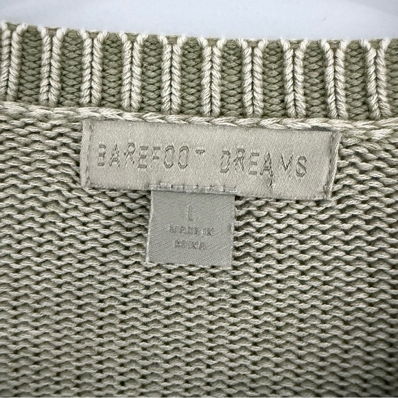 Barefoot Dreams Sunbleached Men's Pullover L Crewneck Sweater Military Olive - Picture 8 of 14